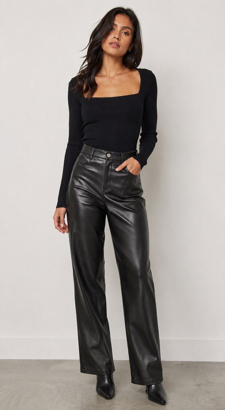 Wilfred The Melina™ Pant SZ 6 High-waisted Vegan Leather pants Black